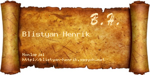 Blistyan Henrik névjegykártya